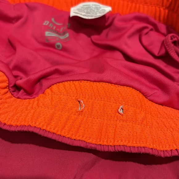 Nike Shorts Medium Women Running Dri Fit Above Knee  Authentic Orange Pink White - Picture 7 of 7